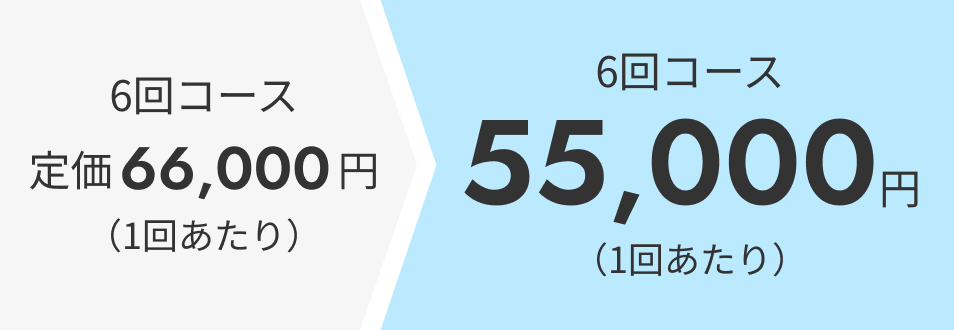 6回コース 定価66,000円 (1回あたり)が55,000円に割引