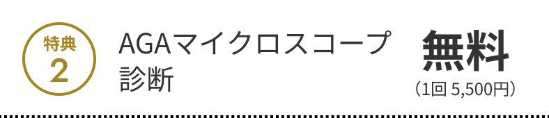 特典2 AGAマイクロスコープ診断 無料（1回5,500円）