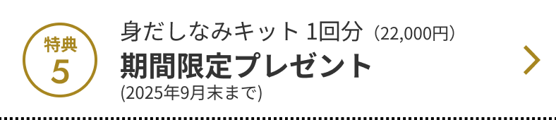 特典5 身だしなみキット1回分（22,000円）期間限定プレゼント（2025年9月末まで）